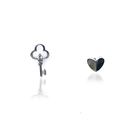 Key To Heart Silver 925 Studs