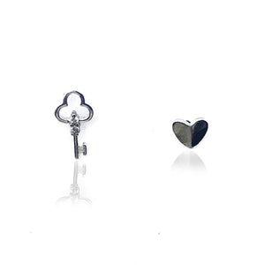 Key To Heart Silver 925 Studs