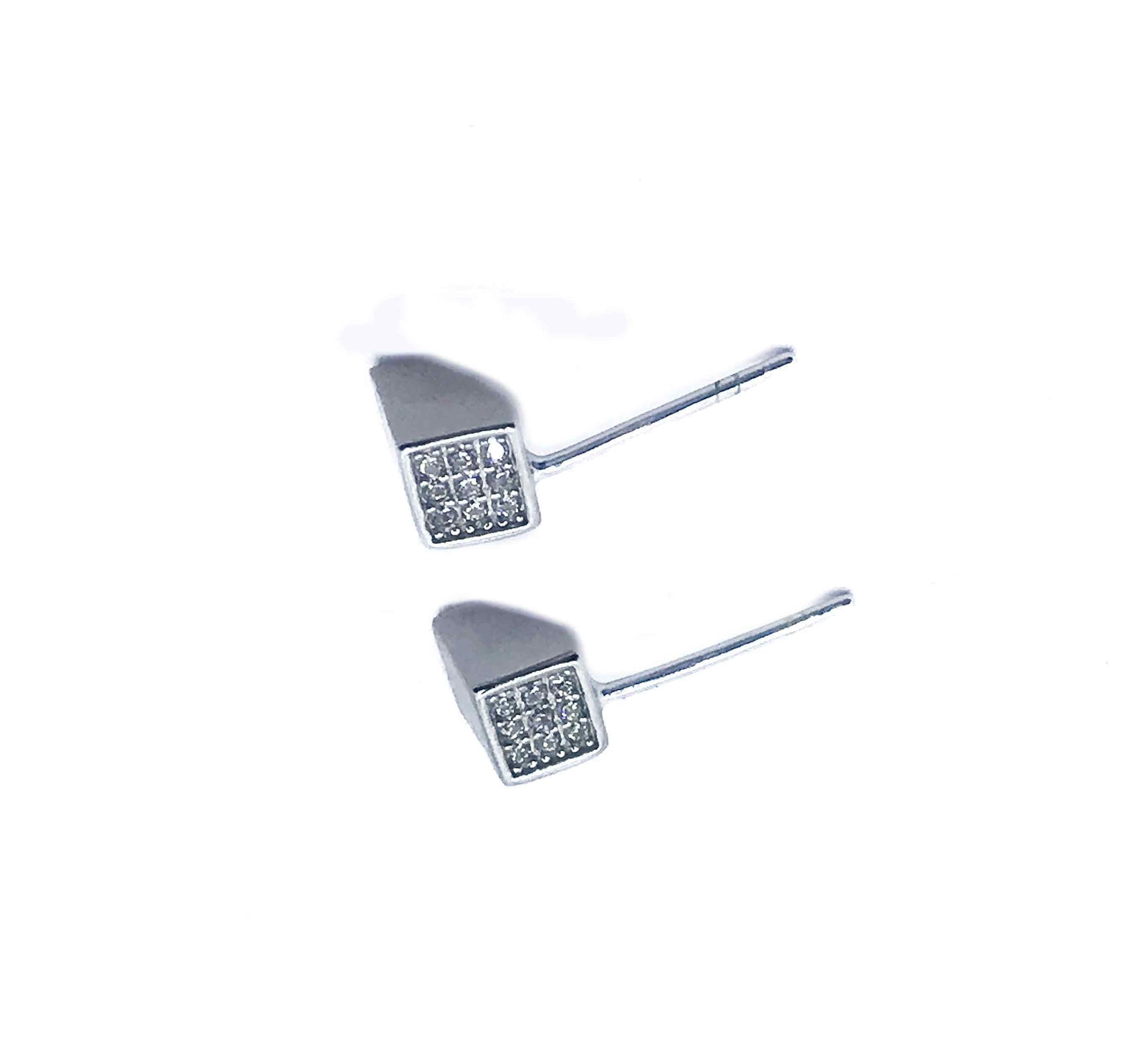 Side Square Silver 925 Earrings