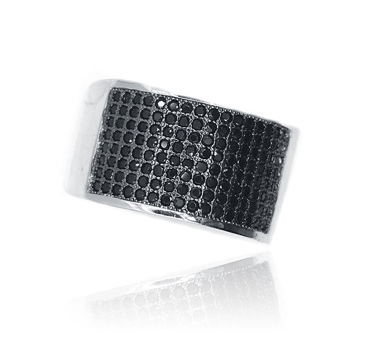 Studded Black Stone Turkish Silver 925 Ring