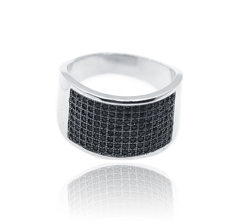 Studded Black Stone Turkish Silver 925 Ring