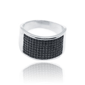 Studded Black Stone Turkish Silver 925 Ring