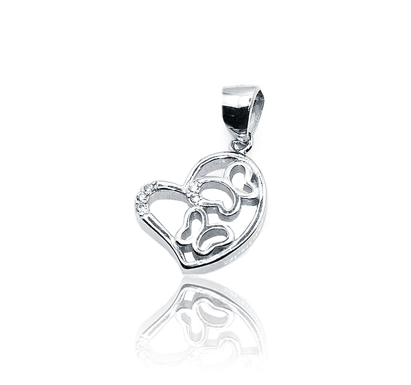 Butterflies and Heart Silver 925 Pendant