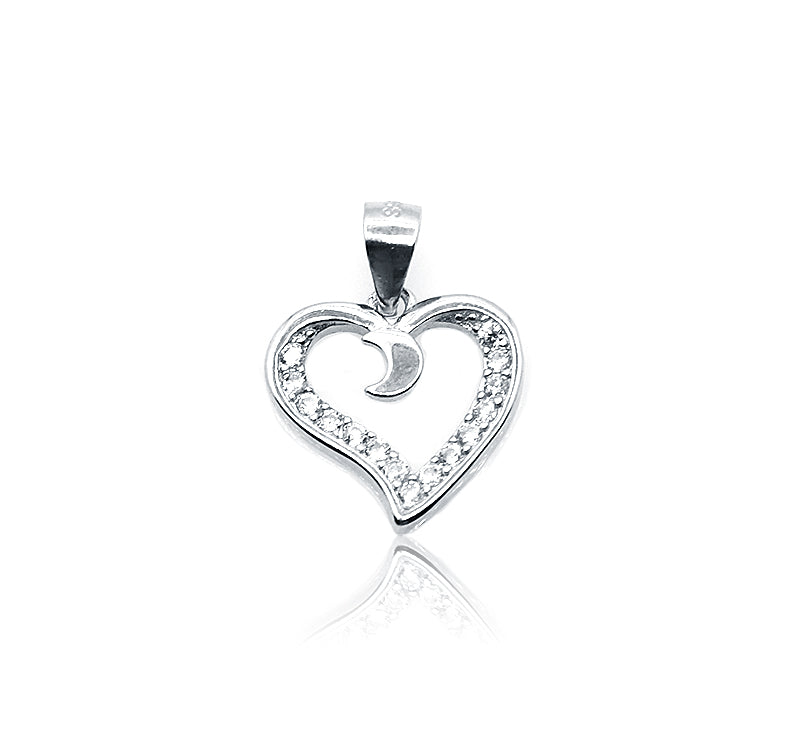 Heart and Moon Silver 925 Pendant