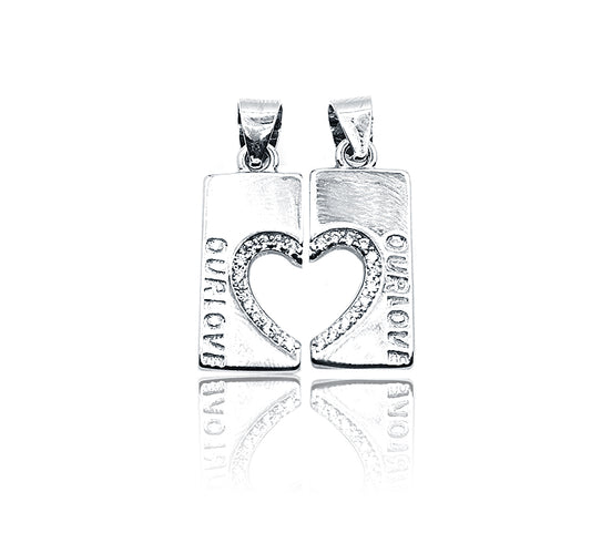 Couple Heart 925 Silver Pendent