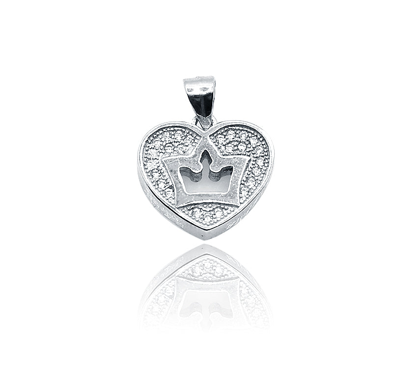 Crown and Heart Silver 925 Pendant