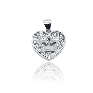 Crown and Heart Silver 925 Pendant