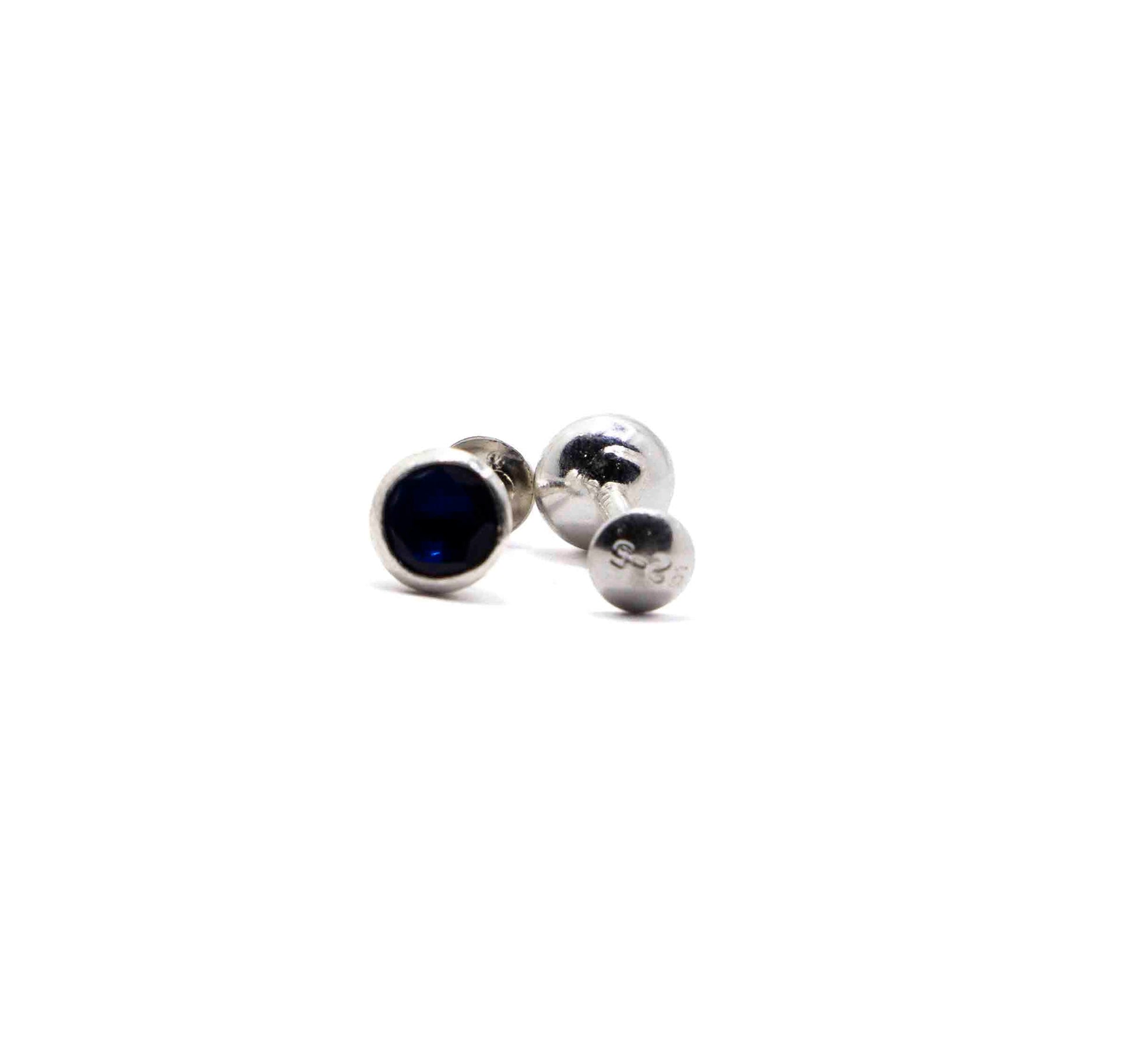 Navy Blue Dot Silver 925 Studs