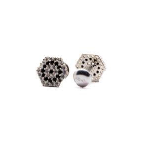 Studded Hexagon Black Silver 925 Studs