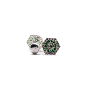 Studded Hexagon Green Silver 925 Studs