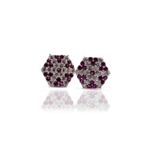 Studded Hexagon Pink Silver 925 Studs