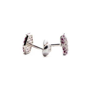 Studded Hexagon Pink Silver 925 Studs