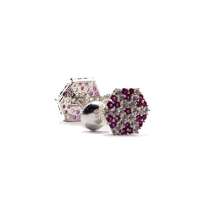 Studded Hexagon Pink Silver 925 Studs