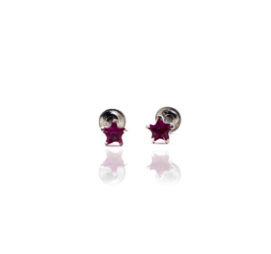 Magenta Star Silver 925 Studs