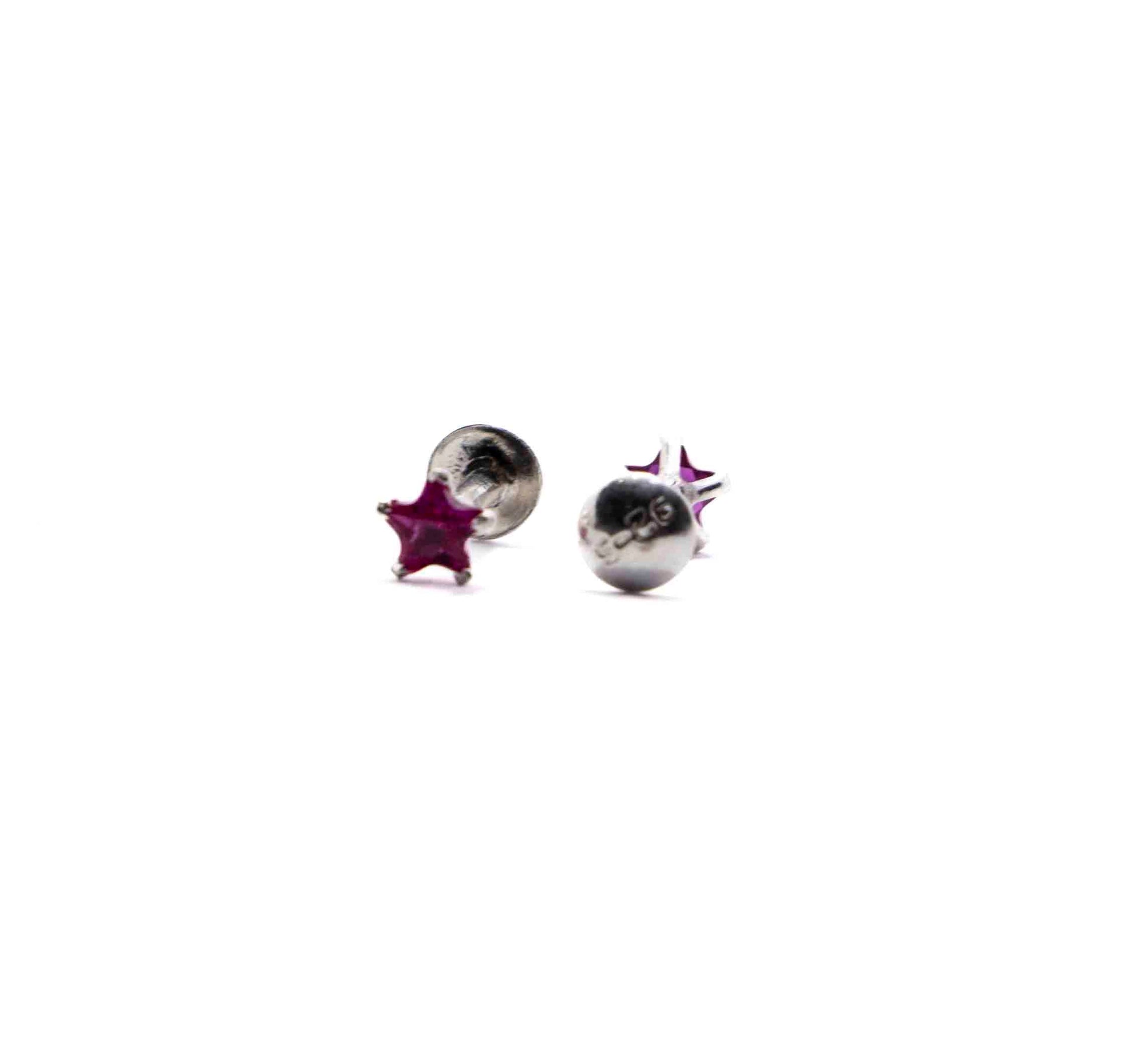 Magenta Star Silver 925 Studs