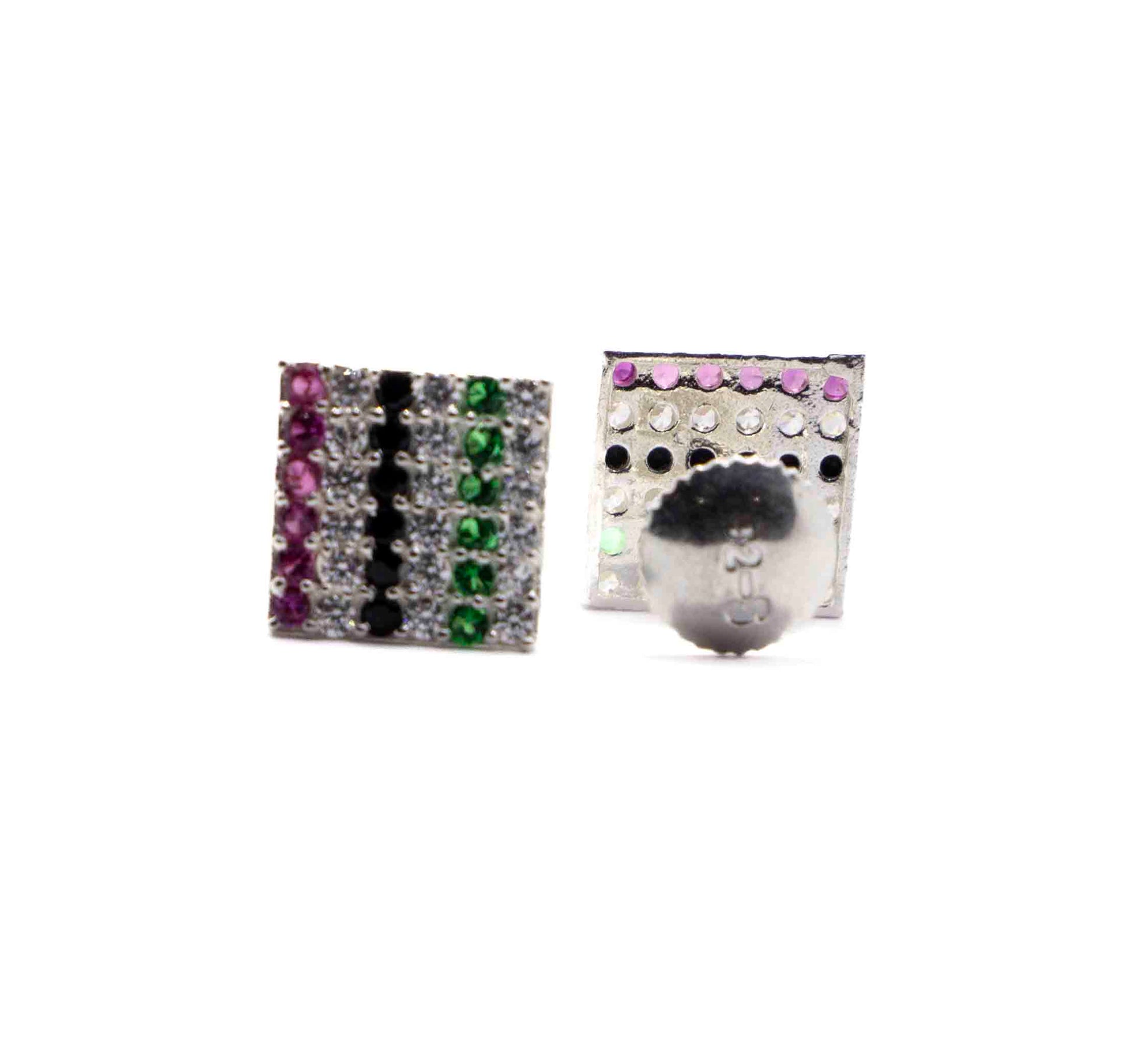 Colorful Square Silver 925 Studs