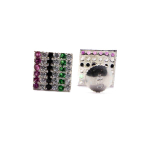 Colorful Square Silver 925 Studs