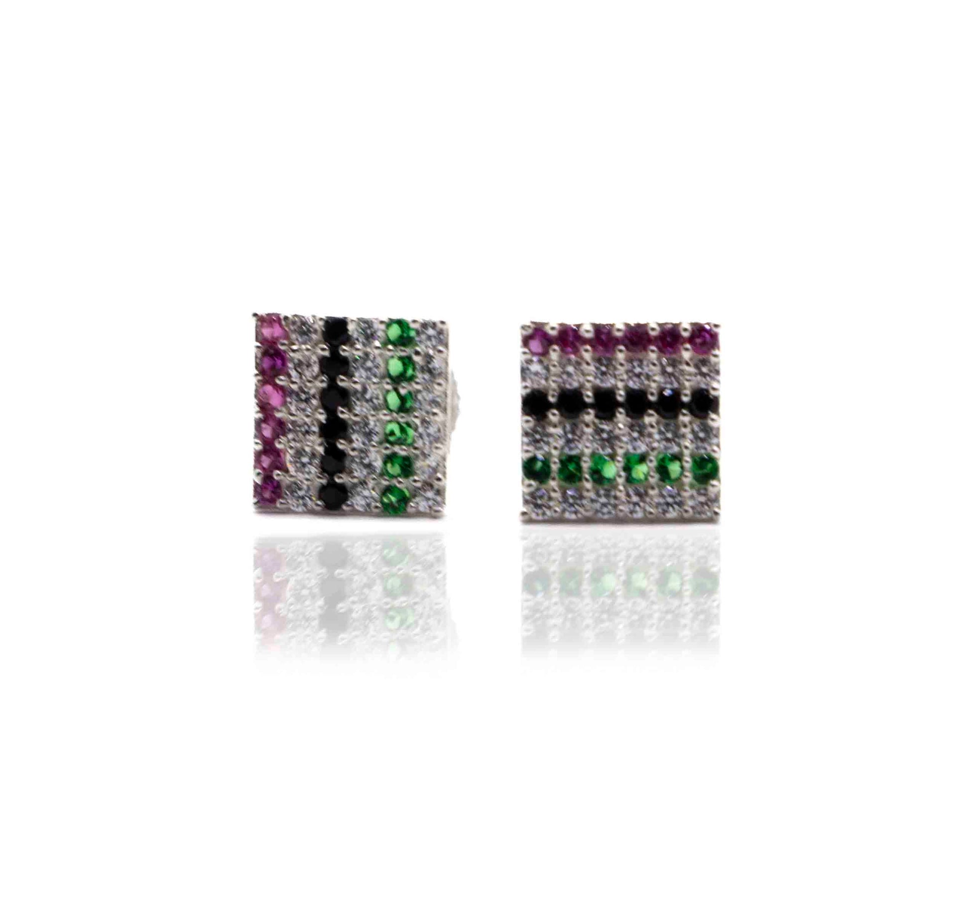 Colorful Square Silver 925 Studs