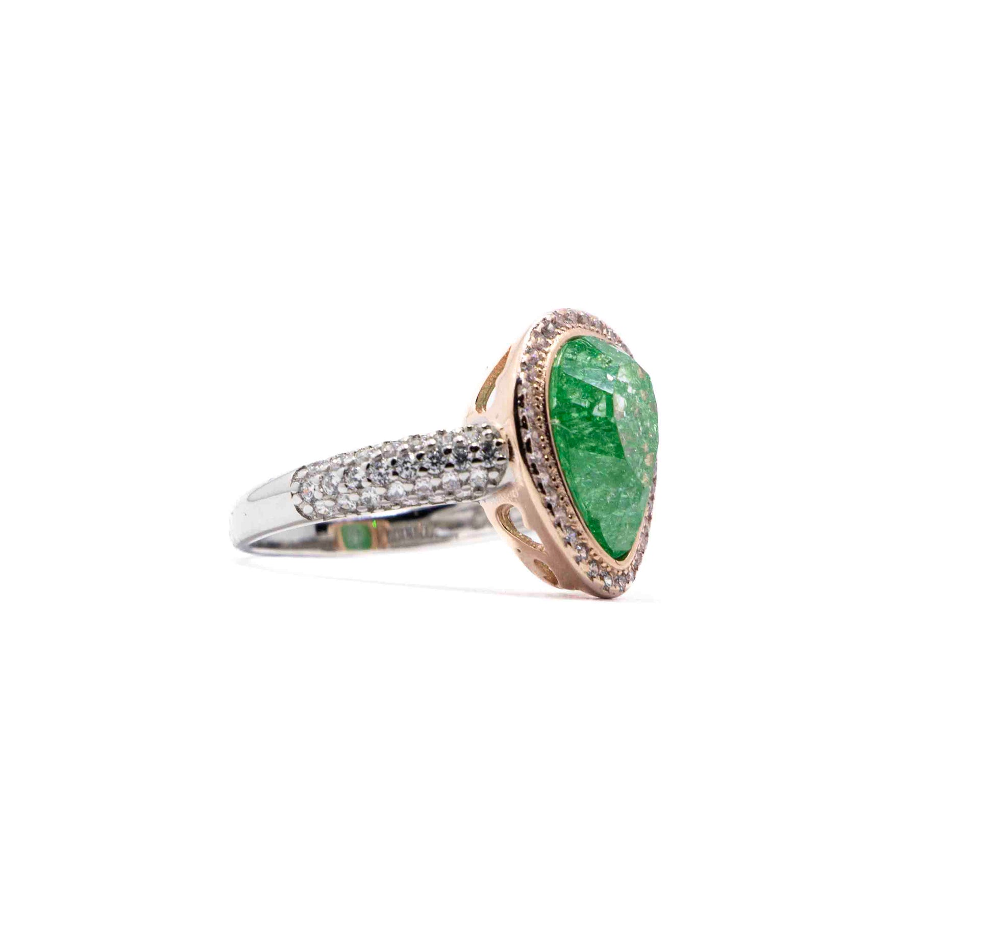 Korean Green Marble Silver 925 Ring