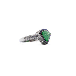 Korean Spruce Green Marble Silver 925 Ring