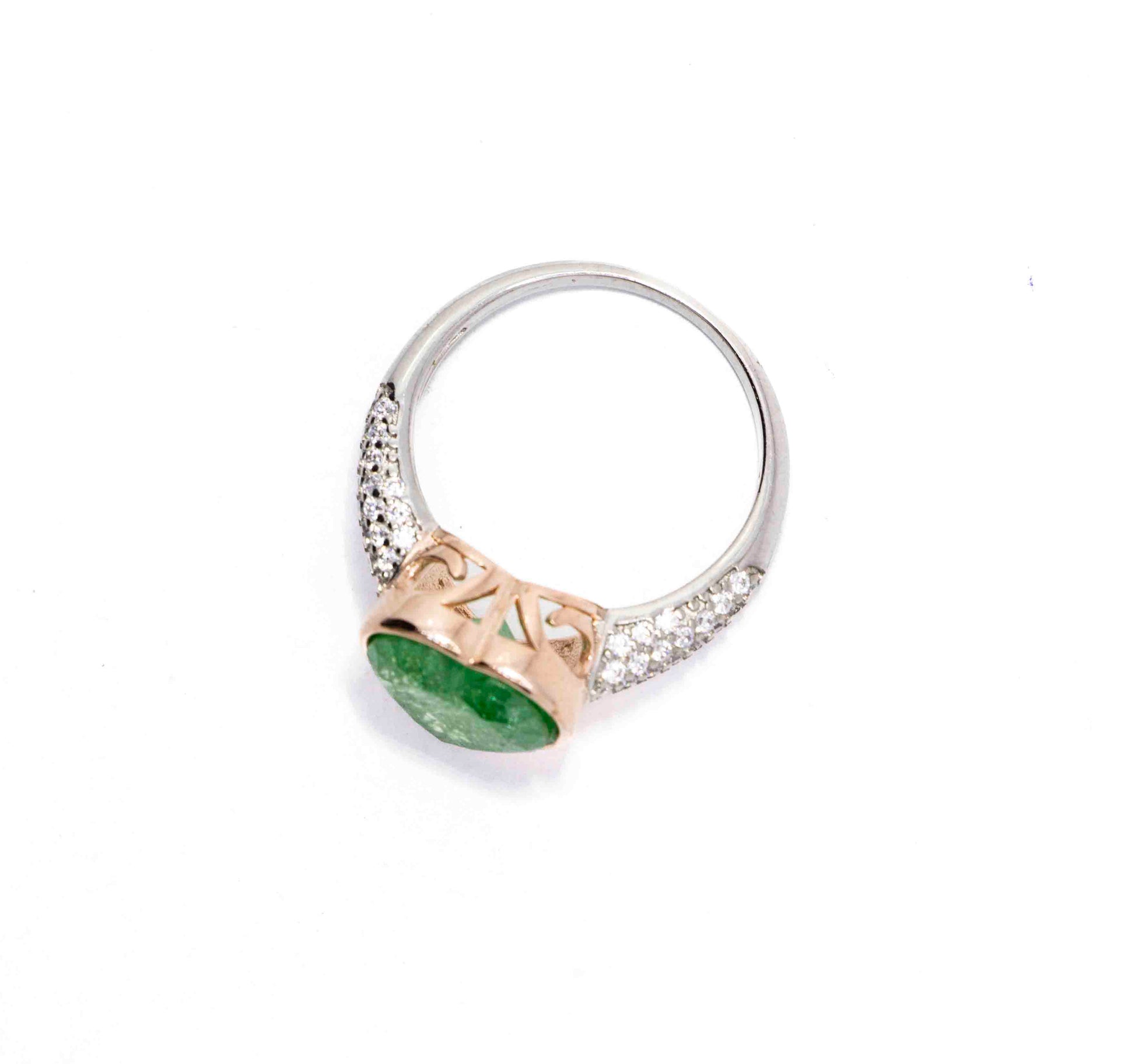 Pine Green Heart Silver 925 Ring