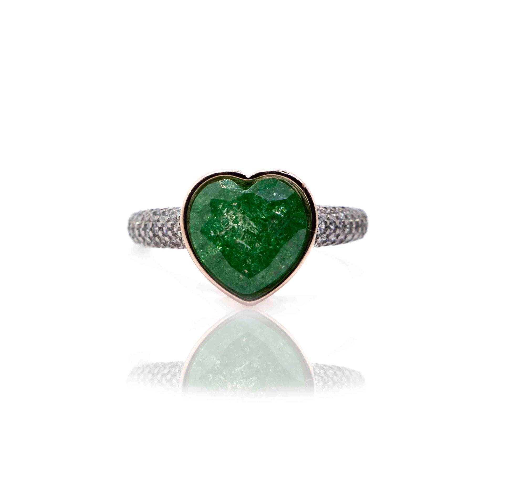 Pine Green Heart Silver 925 Ring