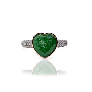 Pine Green Heart Silver 925 Ring