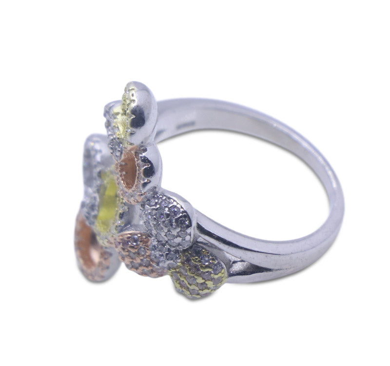 Rainbow Flower Silver 925 Ring