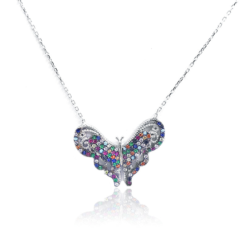 Multi Color Butterfly Silver 925 Chain