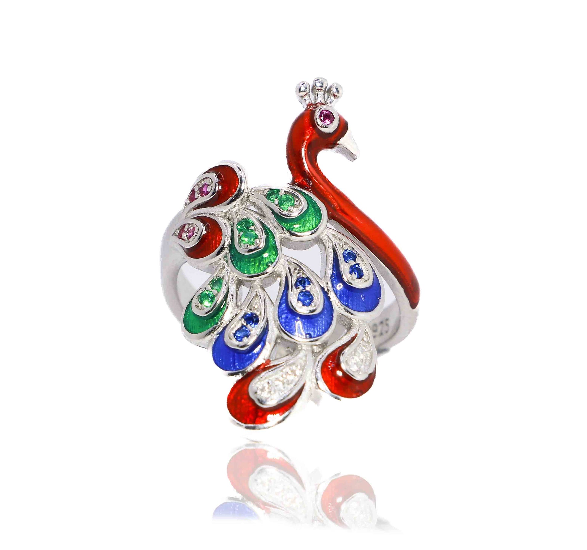 Colorful Mayur Silver 925 Ring