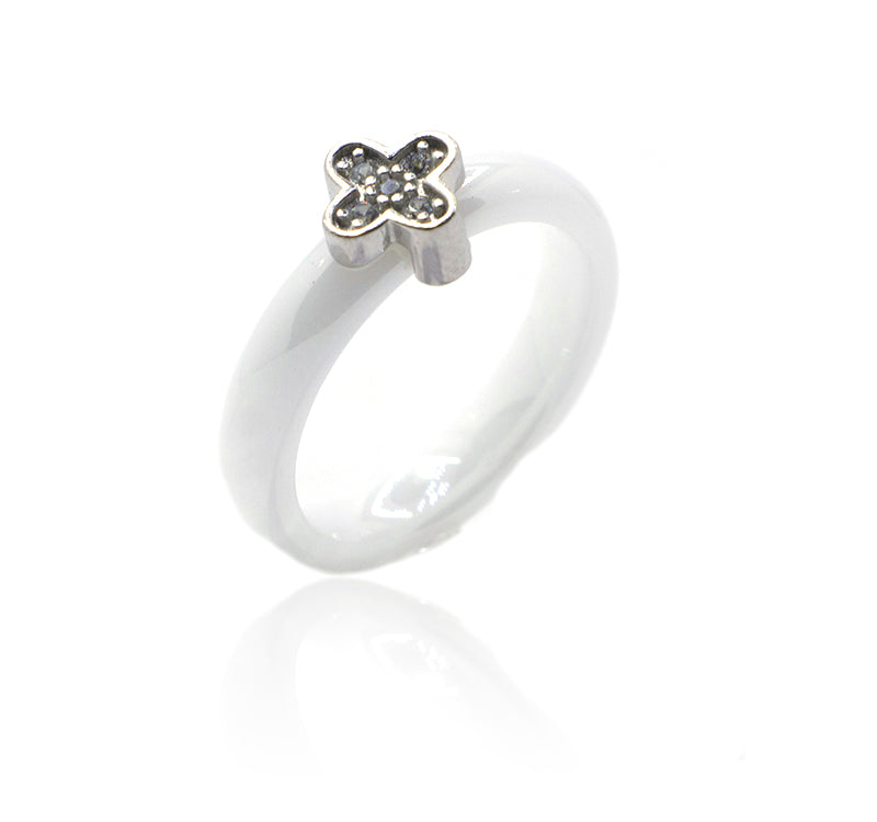 Begonia Ceramic Silver 925 Ring