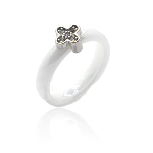 Begonia Ceramic Silver 925 Ring