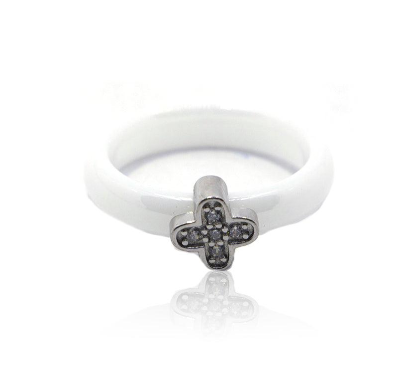 Begonia Ceramic Silver 925 Ring