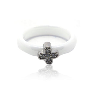 Begonia Ceramic Silver 925 Ring