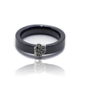 Black Butterfly Ceramic Silver 925 Ring