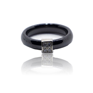 Cube Ceramic Silver 925 Ring