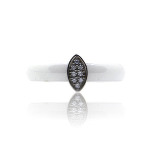 White Marquee Ceramic Silver 925 Ring