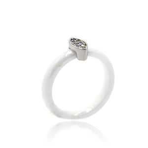 White Marquee Ceramic Silver 925 Ring