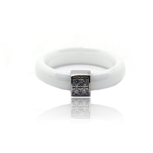 Cuboid Ceramic Silver 925 Ring