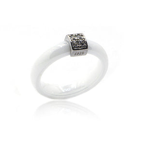 Cuboid Ceramic Silver 925 Ring