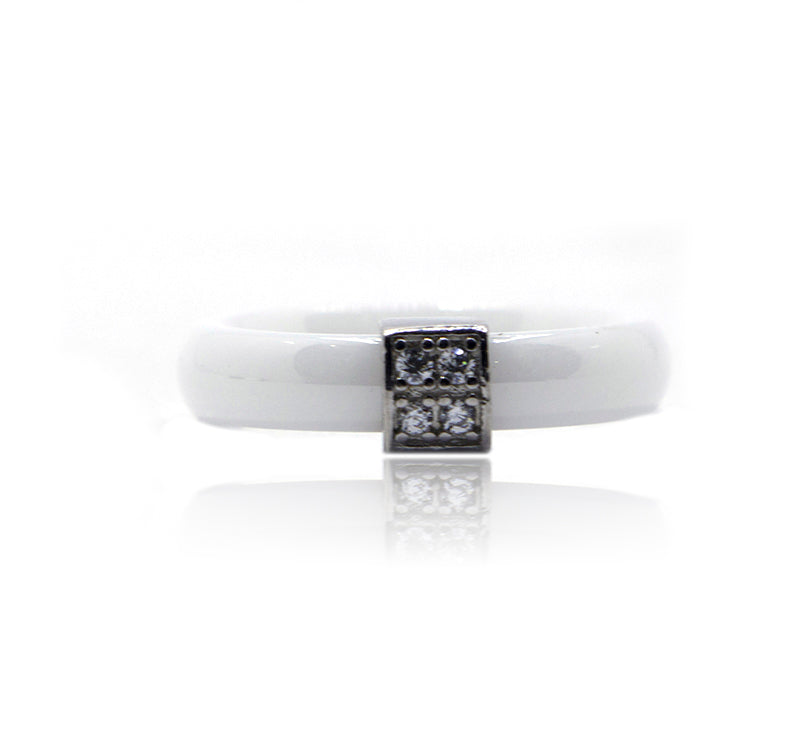 Cuboid Ceramic Silver 925 Ring