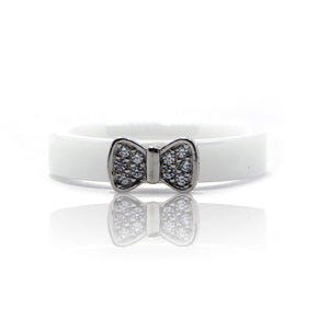 Bow Ceramic Silver 925 Ring