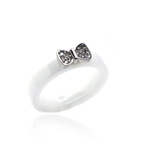 Bow Ceramic Silver 925 Ring