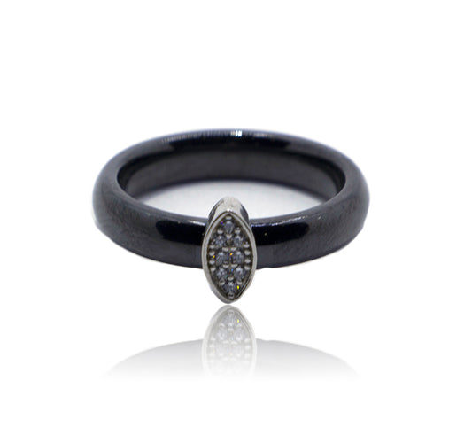 Marquise Ceramic Silver 925 Ring