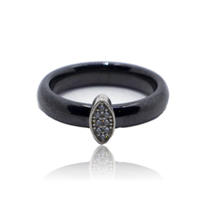 Marquise Ceramic Silver 925 Ring