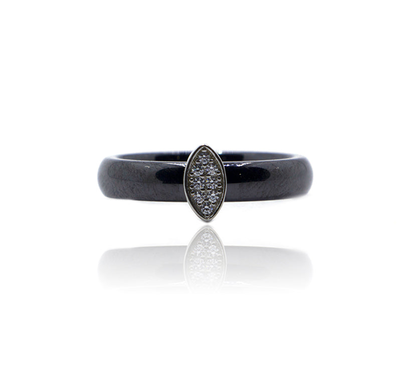 Marquise Ceramic Silver 925 Ring