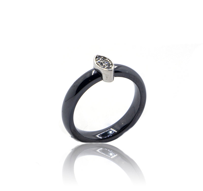 Marquise Ceramic Silver 925 Ring