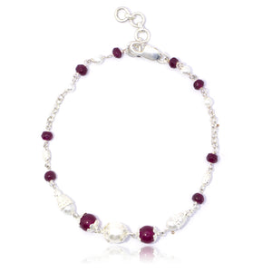 Red Beads Silver 925 Bracelet