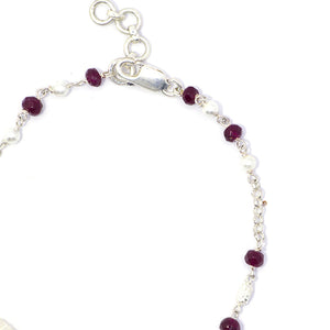 Red Beads Silver 925 Bracelet