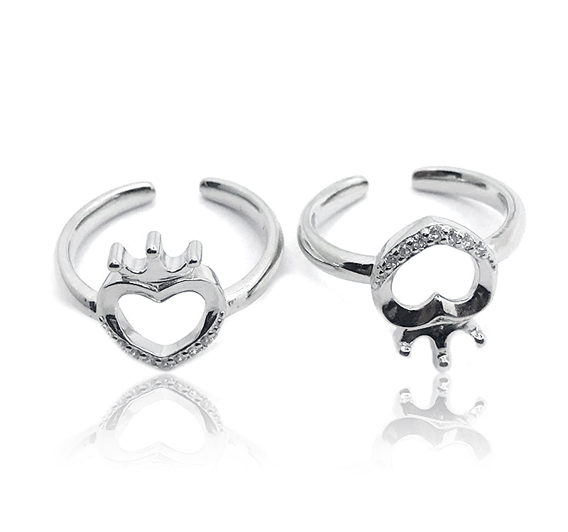 Crowning Heart Silver 925 Toe Ring